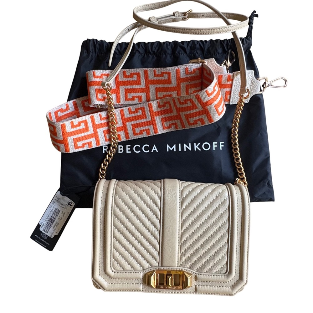 $249 NWT REBECCA MINKOFF Small‎ Love Crossbody Bag Quilted Chevron Leather Purse